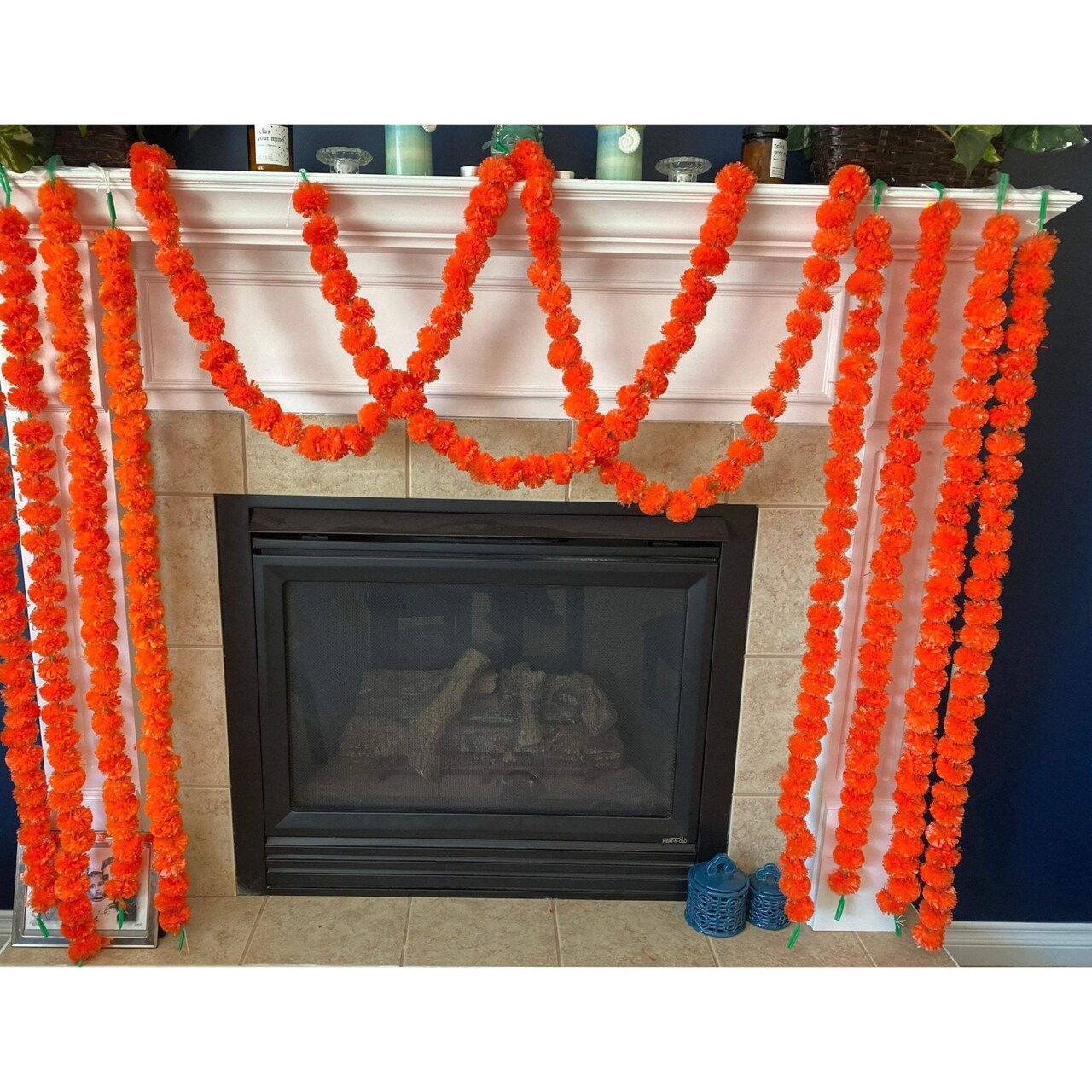 Artificial Marigold Strings, Diwali Decoration, Day of the Dead, Halloween, Marygold Flower Garland, Pooja Backdrop, Aztec Marigold Flowers